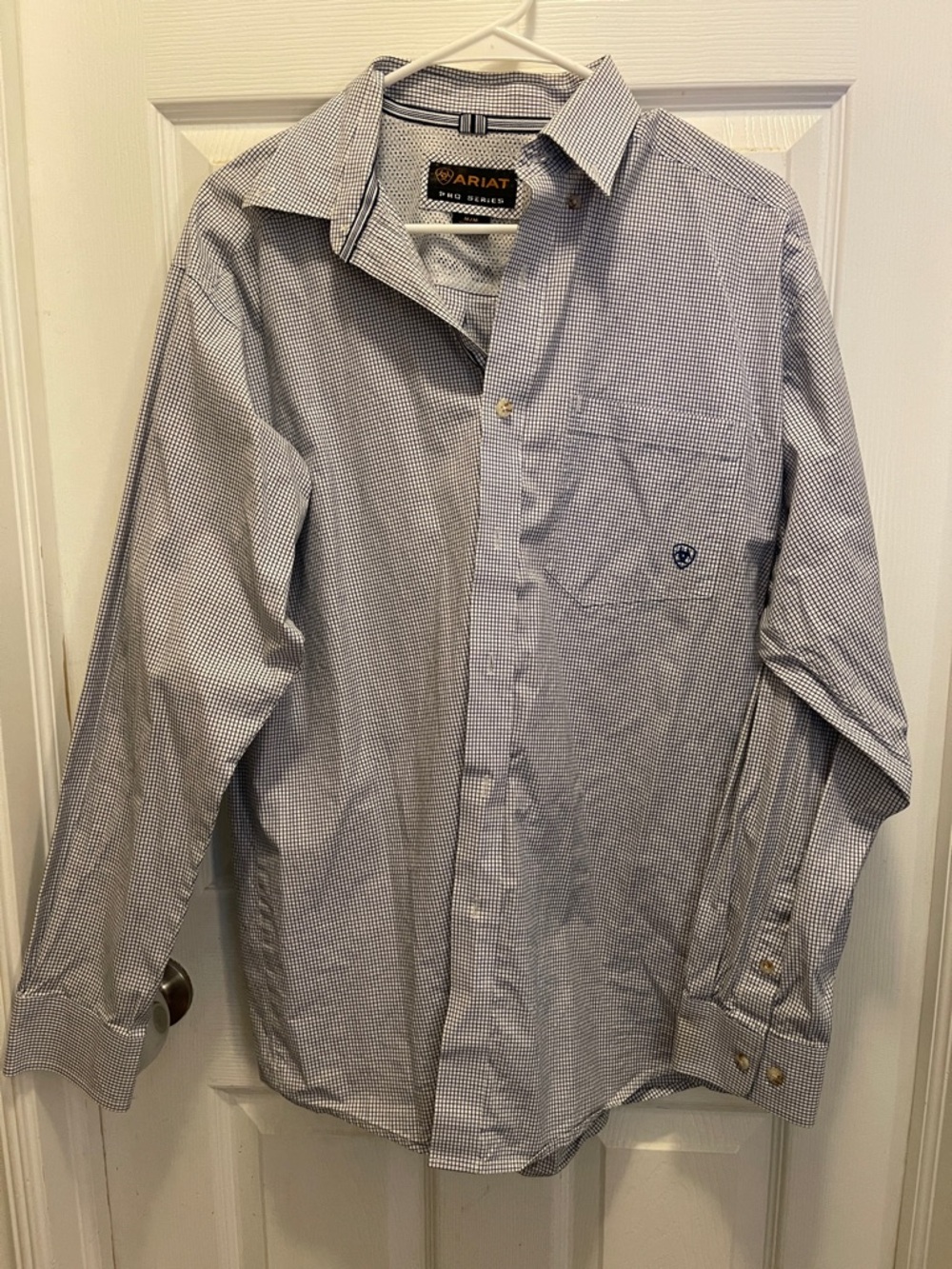Ariat Blue and White Micro-Check Button-Down Shirt